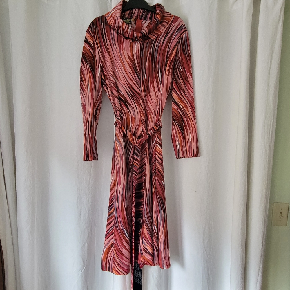 Vintage 70s Cowl Neck Dress Disco M